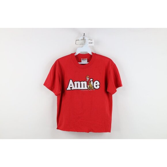 Vintage 90s Womens Small Cut Off Cropped Annie Musical Play Short Sleeve T-Shirt - Picture 1 of 16